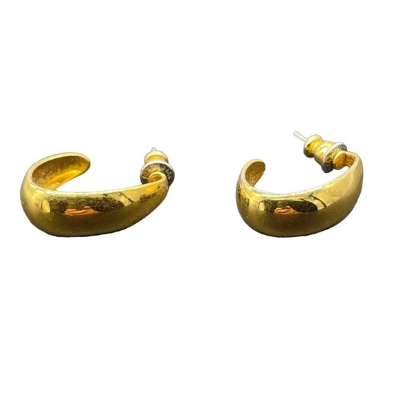 Sarah Coventry Hoop Earrings Post Back Closure Gold Tone Classy Classic Timeless - Picture 1 of 7